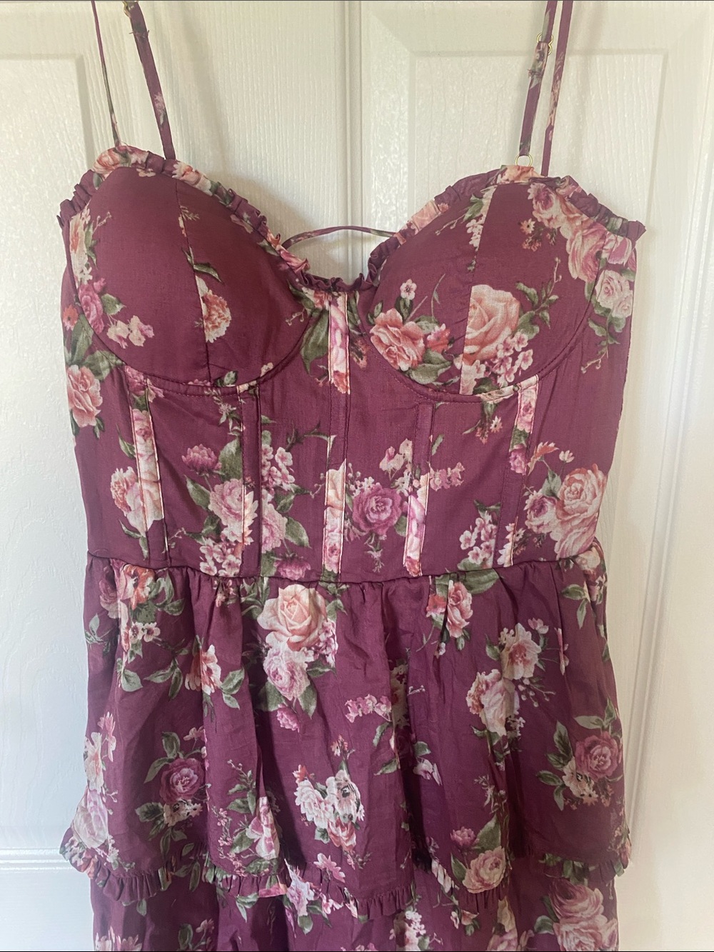 Altar'd State Rose Print Tiered Maxi Dress in Mauve - Picture 2 of 8